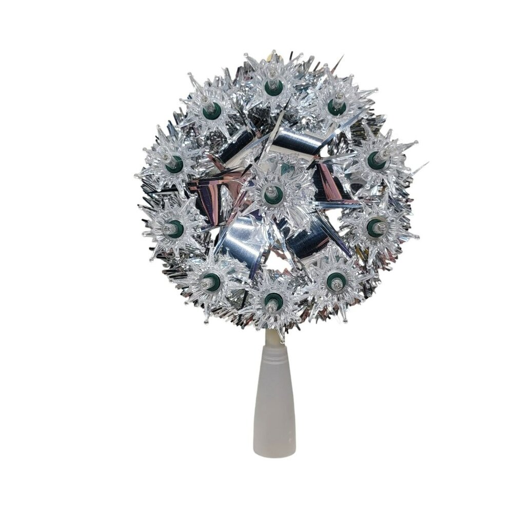 Jewel Brite By Decor Christmas Tree Topper Silver Starburst 15 Light‎ Vtg MCM